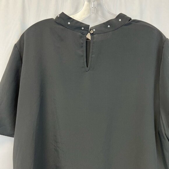 Divided Womens Blouse Black Short Sleeve Studded Mock Neck Boxy Fit Plus 18 - Picture 6 of 11